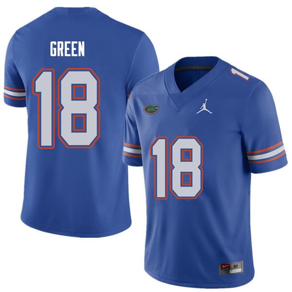 Men's NCAA Florida Gators Daquon Green #18 Stitched Authentic Jordan Brand Royal College Football Jersey JOV7265PY